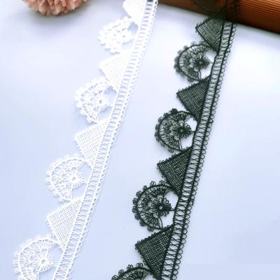 China Sustainable Stock Selling L11 Milk 3D Flower Embroidery Silk Eyelash Lace Trimming For Dress Apparel for sale