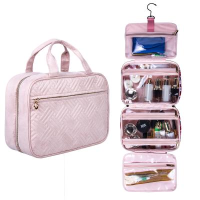 China Fashion logo custom transparent wateproof luxury toiletry bag zipper handing makeup cosmetic bag for sale