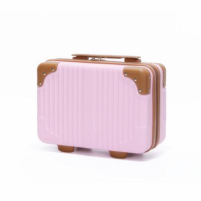 China Large Capacity Small Suitcase Shape Portable High Capacity ABS Plastic Cosmetic Case With Multi-Cell Storage for sale