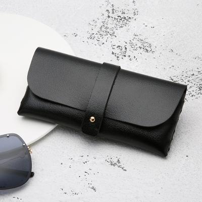 China Fashion Simple Luxury Custom New Logo Design Manual Eyewear PU Leather Gift Buckles Eyeglasses Optical Glass Case Folding Packaging Boxes for sale