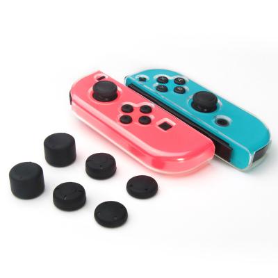 China Silicone New Crystal Silicone Soft Gamepad Cases Transparent For Nintendo Switch Controller Joystick Case Cover With 6pcs Stick Grip Caps for sale