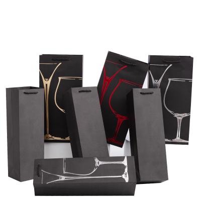 China Recyclable Wholesale Cheap Hot Stamping Wine Tote Bag Wine Bottle Gift Bags With Recyclable Custom Handle Red Wine Tote Bag for sale