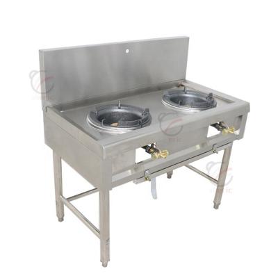 China Restaurant kitchen stainless steel commercial hotel double burners stainless steel shelf gas stove for restaurants for sale