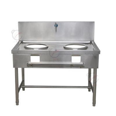 China Restaurant Kitchen Heavy Duty Stainless Steel Commercial Industrial Double Burner Gas Stove for sale