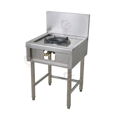 China Restaurant Kitchen Commercial Hotel Equipment Gas Fire Catering Fierce Single Stainless Steel Stove With Shelving for sale