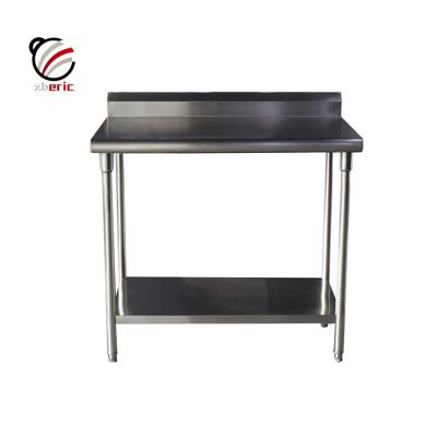 China Europen 201/304 High Quality Commercial Kitchen Stainless Steel Work Table With Backsplash Underneath for sale