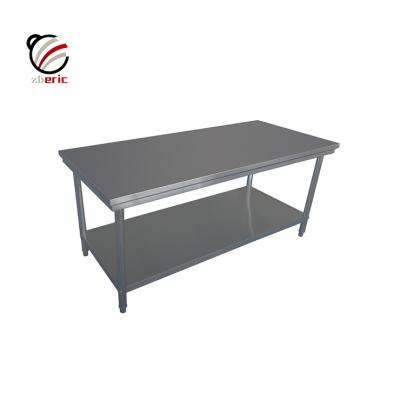 China Europen Stainless Steel Workbench 2 Tiers Industrial Kitchen Table With Undershelf For Restaurant Hotel Equipment for sale