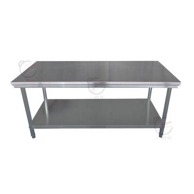 China Europen Commercial Food Prep Work Table 2 Layers Stainless Steel Work Bench Backsplash For Restaurant for sale