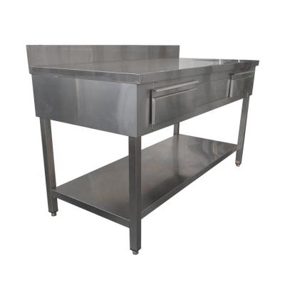 China Modern European Style Double Layer Desgin Stainless Steel Worktable Kitchen Commercial Food Prep for sale