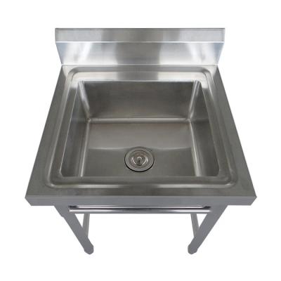 China Custom Single Bowl Commercial Industrial Kitchen Stainless Steel Bowl Faucet Hotel Size Square Sink Sinks for sale