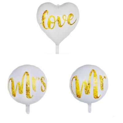 China 18 Inch Party Deoration Mr. Love Mrs. White Foil Balloon Wedding Party Decorations Fly Helium Foil Balloon for sale