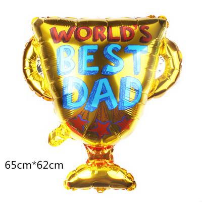 China Party Deoration 65*62cm Father's Day Foil Balloon Decoration WORLD DAD'S BEST Trophy Helium Foil Balloons for sale