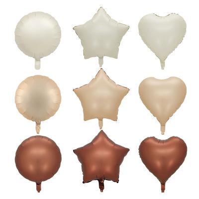 China Party Deoration Color New 18inch Milk Coffee Heart/White Star/Round Birthday Party Foil Balloons Supplies for sale