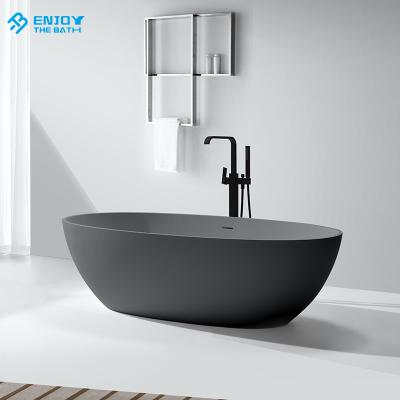 China Body Soaking Bathtub High End Double People Black Marble Like Bathtub Acrylic Solid Surface Freestanding Bathtubs for sale