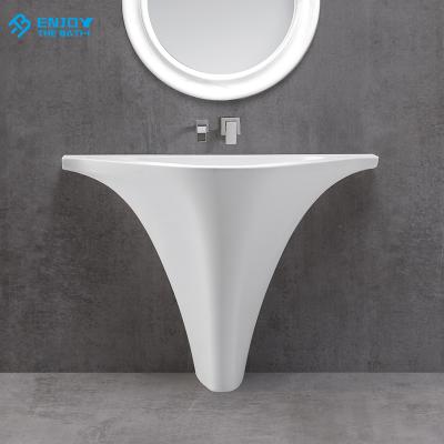 China White Marble Basin Bathroom Vanity Wash Sink Solid Outdoor Stone Design Single Clean Easy Resin Basin for sale