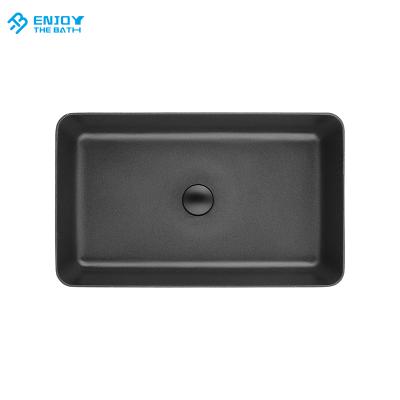 China New Stylish Fashion High End Black Color Quartz Stone Sink Easy To Clean Lavatory For Hotel And Apartment for sale