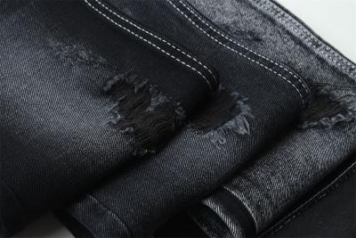 China 11.5oz Dark Black & Black Backside Denim Fabric Rigid Jeans Fabric For Brand Style Jeans Boy Friend Style for sale