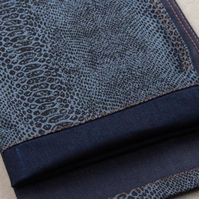 China 11oz 3 1 rht Snake Skin Print Elastic Stretchy Jeans Material for sale