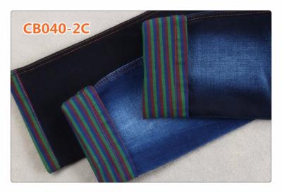 China Red Blue Green Weft Yarn 10 Oz Denim Fabric for sale