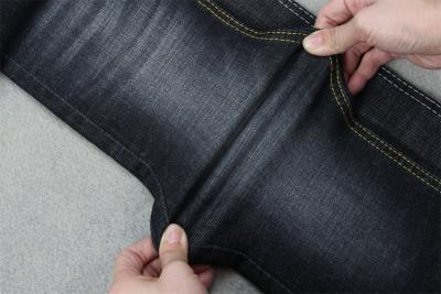 China Sanforizing Crosshatch Denim Fabric Slub Full Stretch 160cm 10.3 Once Black for sale