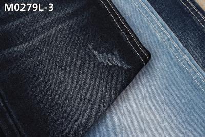 China 11oz Men'S Elastic Denim Fabric Indigo Slubby Textured Jeans Raw Material Slim Style for sale