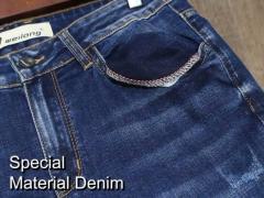 Mercerizing 9.5 Oz Stretch Denim Fabric Fake Knitted Denim