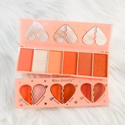 China Best Quality Waterproof Makeup Blush 6 Color Cheek Peach Long Lasting Blush Palette Private Label Blush Powder for sale