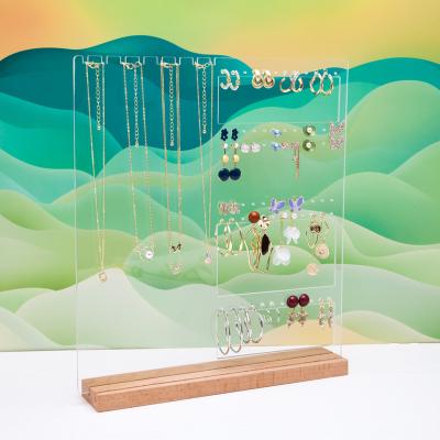 China Transparent Acrylic Necklace Display Rack Earrings Show Stand Jewelry Storage Rack 35*32*6cm for sale