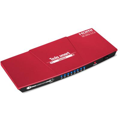 China Distributes an Ultra HD A/V Source to 8 Ultra HD Watches TESmart Red 1 in 8 HDMI Splitter 4k 8 Way HDMI Video Splitter 2.0 for sale