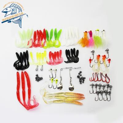 China Wholesale Artificial Freshwater Bass Soft Bait Kit Fishing Lure Freshwater Fishing Tackle Set With Fish Hook for sale