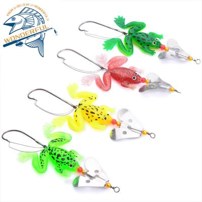 China Plastic Realistic Swimming Soft Lure 90mm Artificial Wobbler Sample Top Water Frog Available With Metal Blade for sale