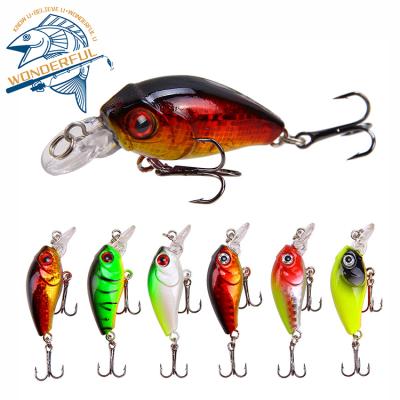 China Sample 50mm available 6 Topwater Mini Crankbait Fishing Lures Plastic Hard Eyes With 3D color simulation for sale