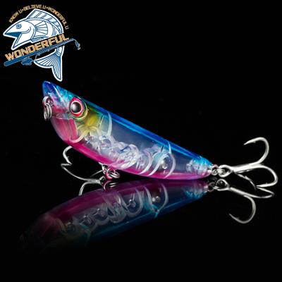 China Game 9.5g Large Sculpin 80mm Pale Artificial Hard Plastic 3D Eyes Floating Long Mount Topwater Snap Lure for sale