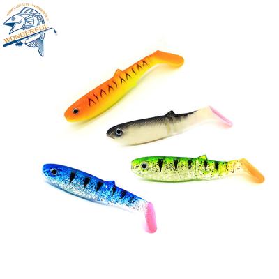 China New 80mm Swim Wobbler 6g Soft Lure Soft PVC Bionic Multicolor Artificial Freshwater Plastic Tail Lure Bait for sale