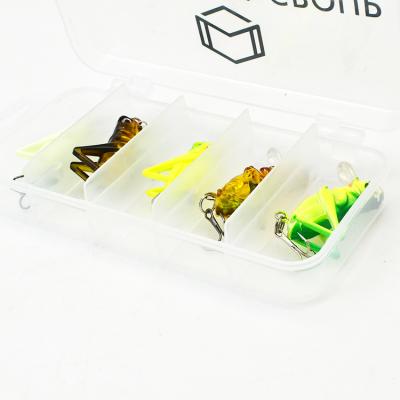 China Available Sample 5pcs Grasshopper Artificial Colorful Insect 38mm Hard Bait Cricket Lure Set With Lure Box for sale