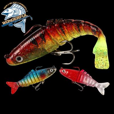 China Sample Available Plastic 8 90mm Segments Artificial Pike Wobbler Sinking Fishing Swimbait Multi Joint Lure for sale