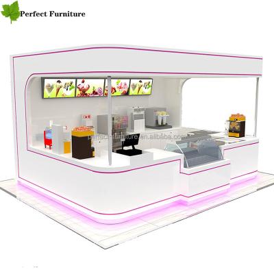 China Modern New Design Vending Mall Milk 3D Ice Cream Shop Decoration Design Bubble Tea Kiosk Design for sale