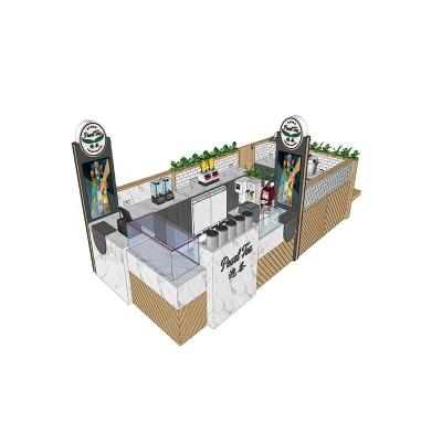 China Strong Fruit Juice Bar Bubble Tea Kiosk Design For Sale Free Design 3D Boba Kiosk Design for sale