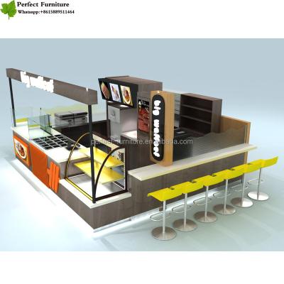 China Modern Custom Design Wooden Cafe Decoration Furniture Coffee Kiosk With Ceiling for sale