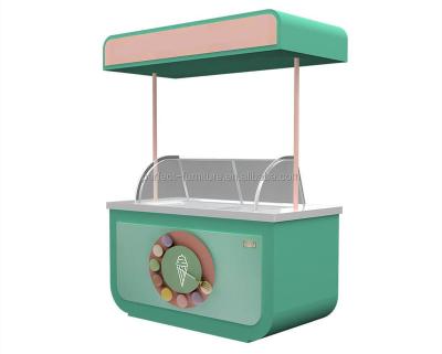 China Strong Cool Frozen Yogurt Trolley Mall Ice Cream Cart Mobile Color Food Cart for sale