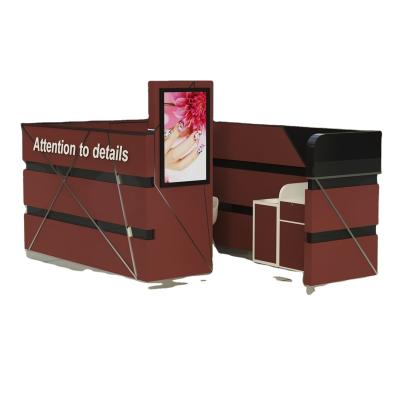 China Modern Modern Beauty Salon Furniture Used Nail Bar Kiosk With Pedicure Manicure Stations for sale