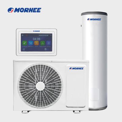 China Outdoor High Quality Morhee DC Inverter Air Source To Hose Heat Pump Duct Water Heater With Hot Circulating Water Storage Tanks for sale