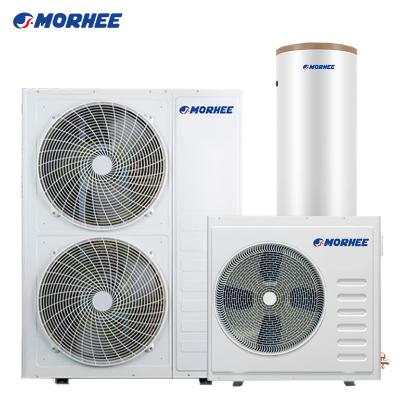 China Morhee Europe Outdoor Energy Saving Split Type R32 Evi DC Inverter Air Source To Water Heat Pump Ducted Water Heater And AC Conditioner for sale