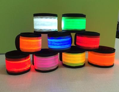 China Polyester+metal+TPU promotion fabric made led light guide LED fiber optic flashing wristband for sale