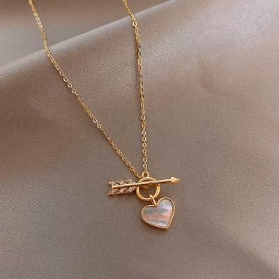 China 2022 Vintage Retro Fashion Gold Necklace Love Arrow Net Red Simple CIA Temperament Necklace Jewelry for sale