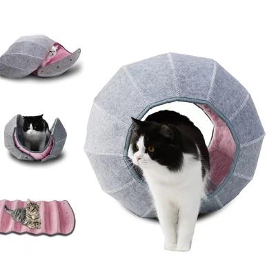 China Creative Foldable Breathable Pet Partially Enclosed Cat Bed Cat And Dog Supplies Cat Cave Breathable Tunnel Kennel for sale