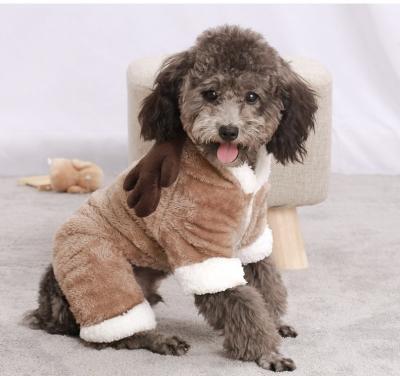 China Hoodie 2022 fashion factory direct cute coral velvet pet clothes Christmas pet clothing antler material viable for sale