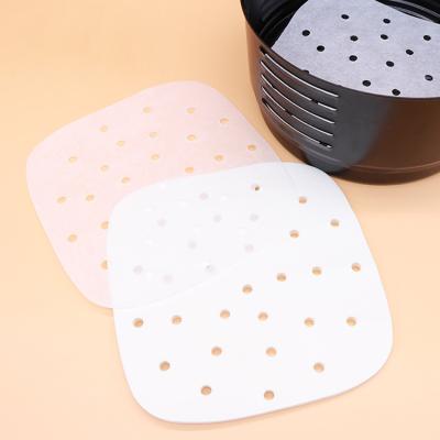 China Wholesale Disposable Greaseproof Air Fryer Perforated Oilproof Liners Custom Brown Parchment Paper For Cooking for sale