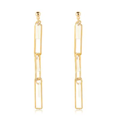 China 2021 Women Statement Trendy High Quality Awesome Rectangle C Dangle Earrings Shell Earrings Gold for sale