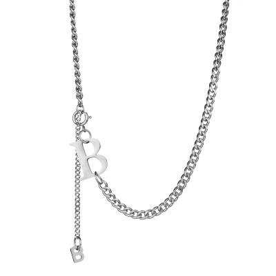 China 2021 New Fashion CLASSIC Designer Designed Letter 304 Stainless Steel Rhodium Plated Necklace for sale